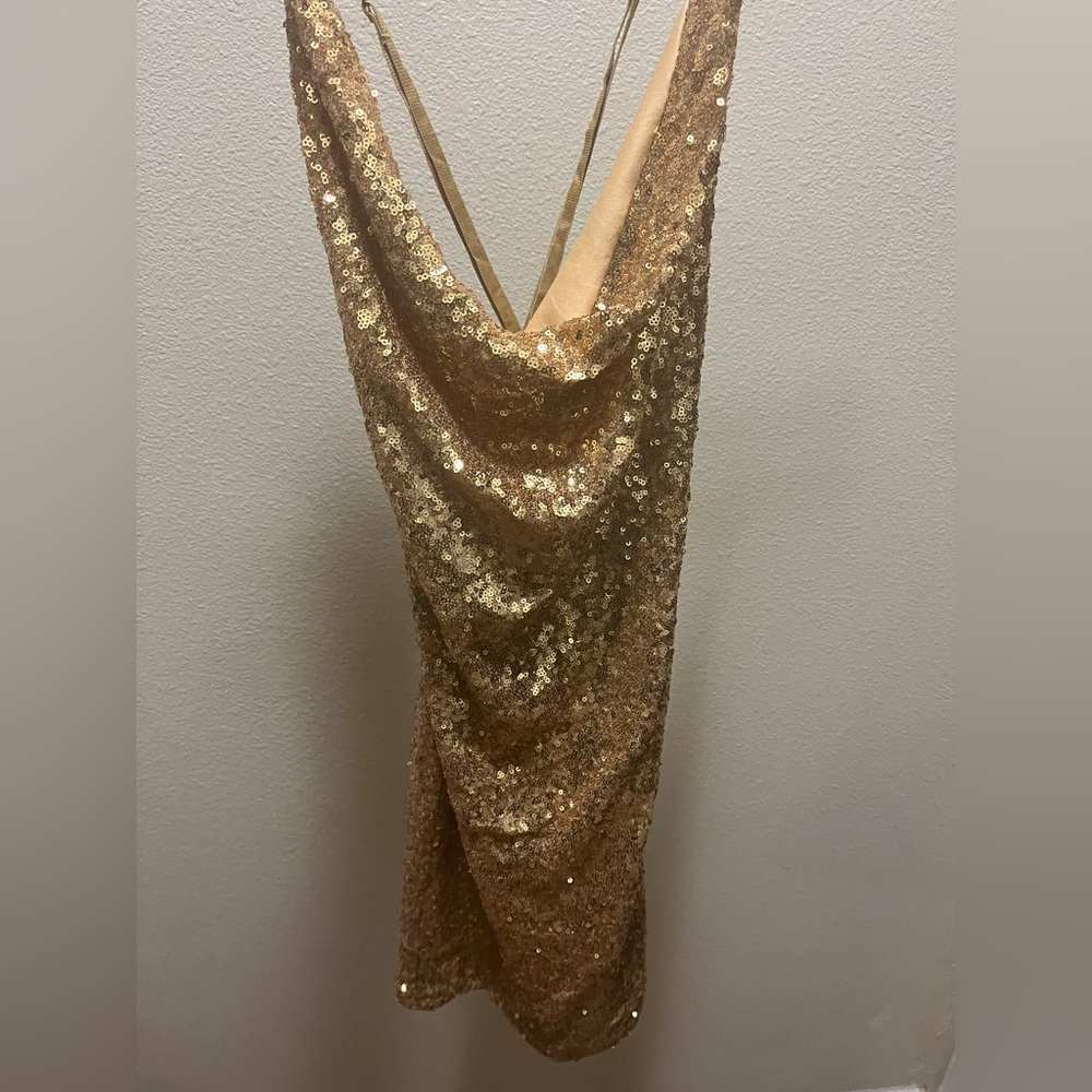 Gold Sequin Mini Dress